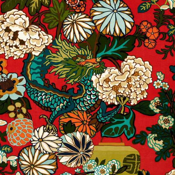 Schumacher Chiang Mai Dragon Cotton Blend Performance Fabric Wayfair